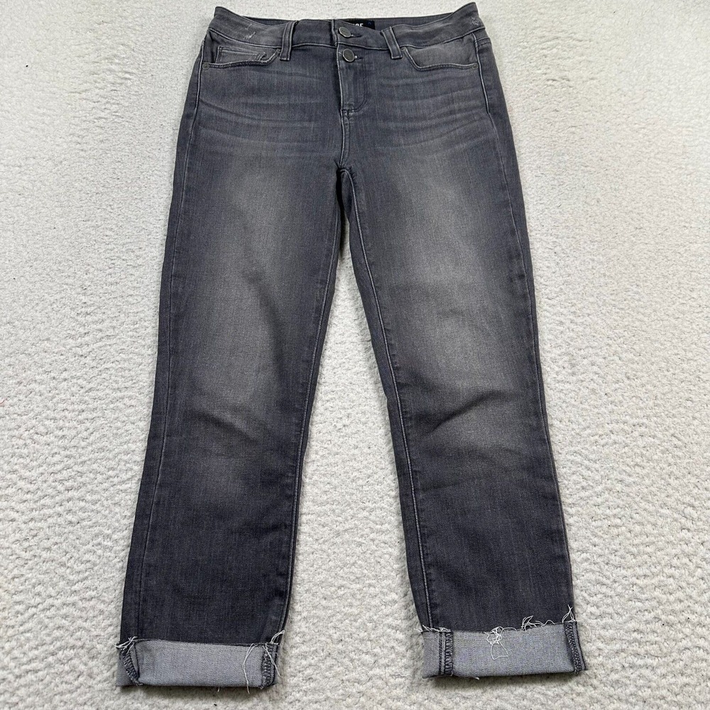 Paige Verdugo Ankle Jeans Womens 26 Whiskered Raw Hem Going Out Gray‎